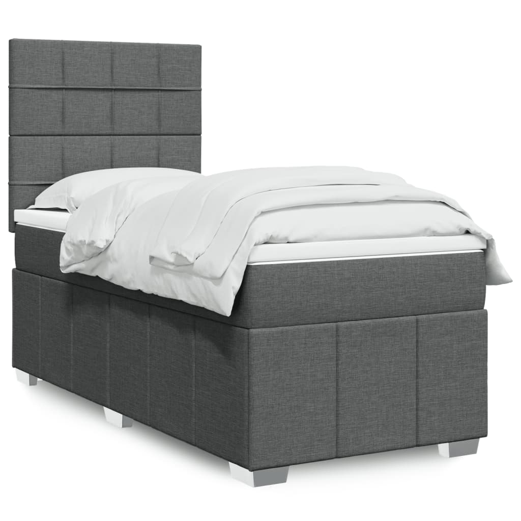 Boxspring met matras stof donkergrijs 100x200 cm is nu te koop bij PeponiXL, paradijselijk wonen!
