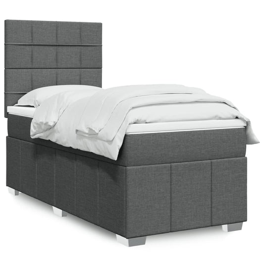 Boxspring met matras stof donkergrijs 100x200 cm is nu te koop bij PeponiXL, paradijselijk wonen!