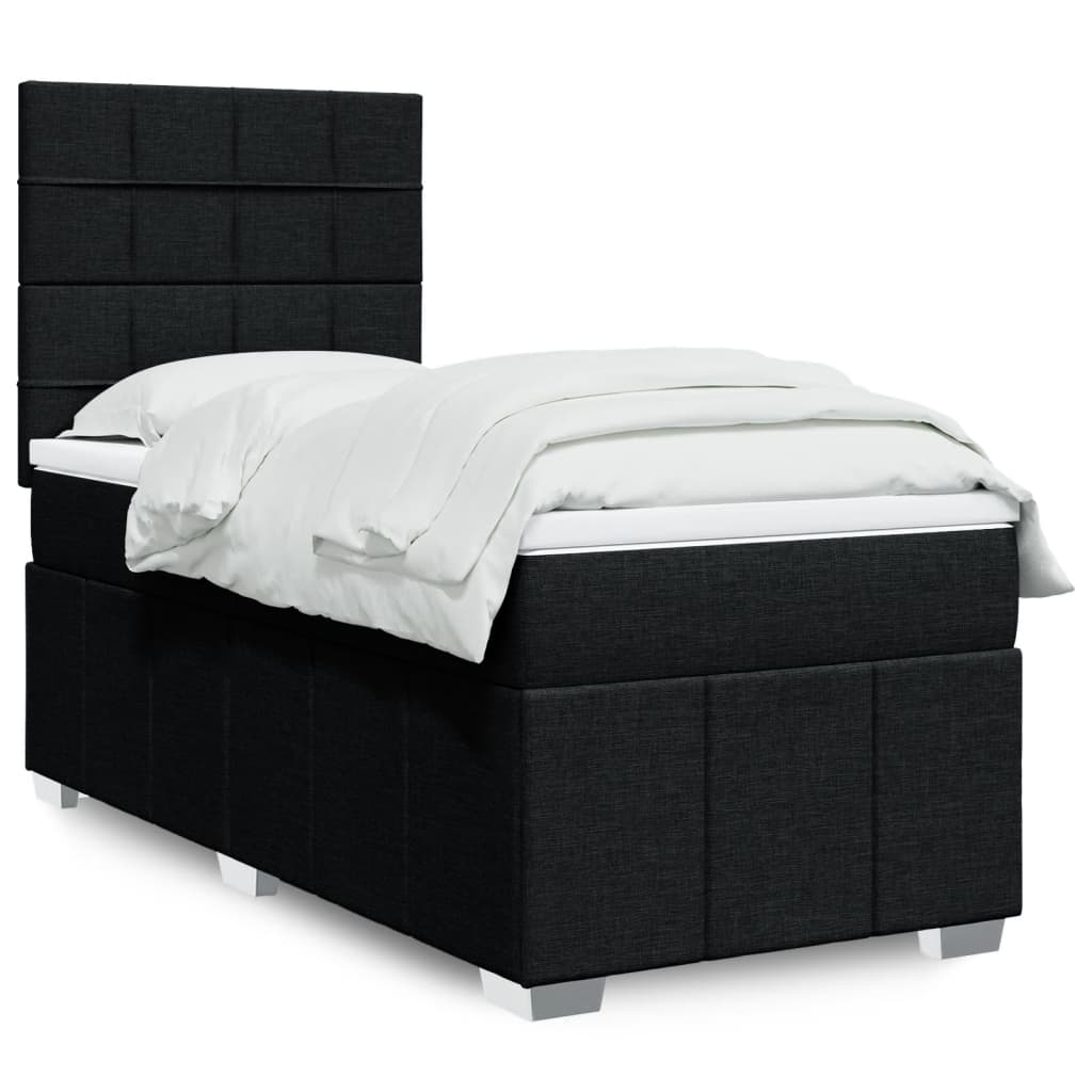 Boxspring met matras stof zwart 100x200 cm is nu te koop bij PeponiXL, paradijselijk wonen!