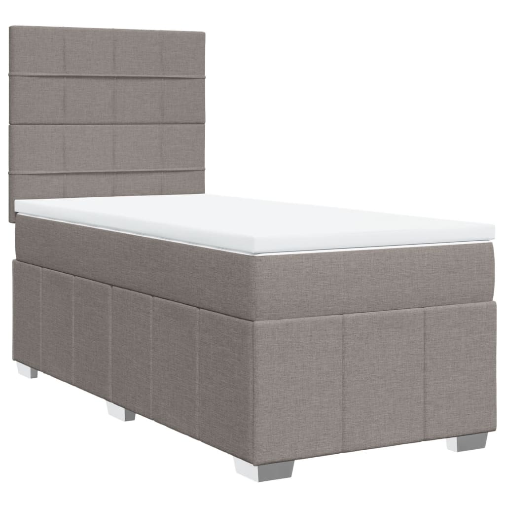 Boxspring met matras stof taupe 100x200 cm is nu te koop bij PeponiXL, paradijselijk wonen!