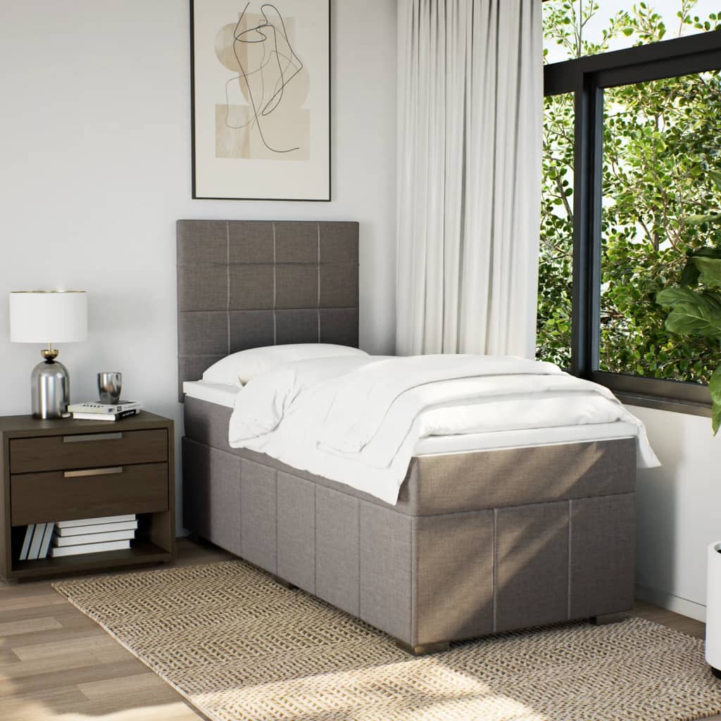 Boxspring met matras stof taupe 100x200 cm is nu te koop bij PeponiXL, paradijselijk wonen!
