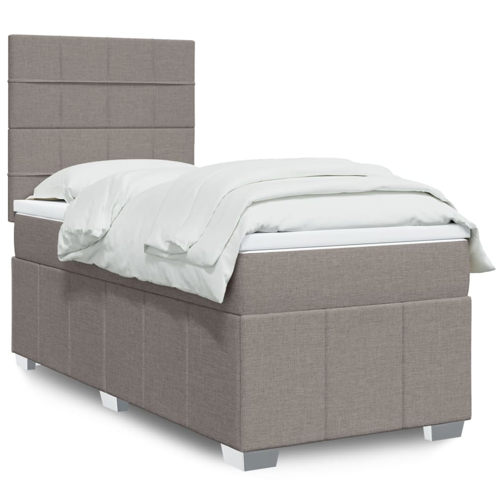 Boxspring met matras stof taupe 100x200 cm is nu te koop bij PeponiXL, paradijselijk wonen!