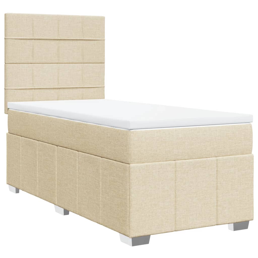 Boxspring met matras stof crèmekleurig 100x200 cm is nu te koop bij PeponiXL, paradijselijk wonen!