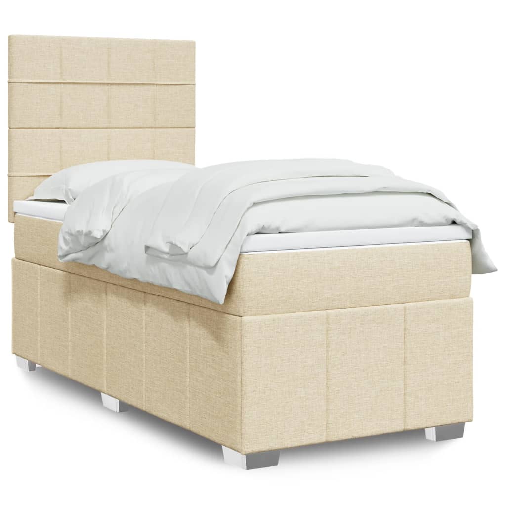 Boxspring met matras stof crèmekleurig 100x200 cm is nu te koop bij PeponiXL, paradijselijk wonen!