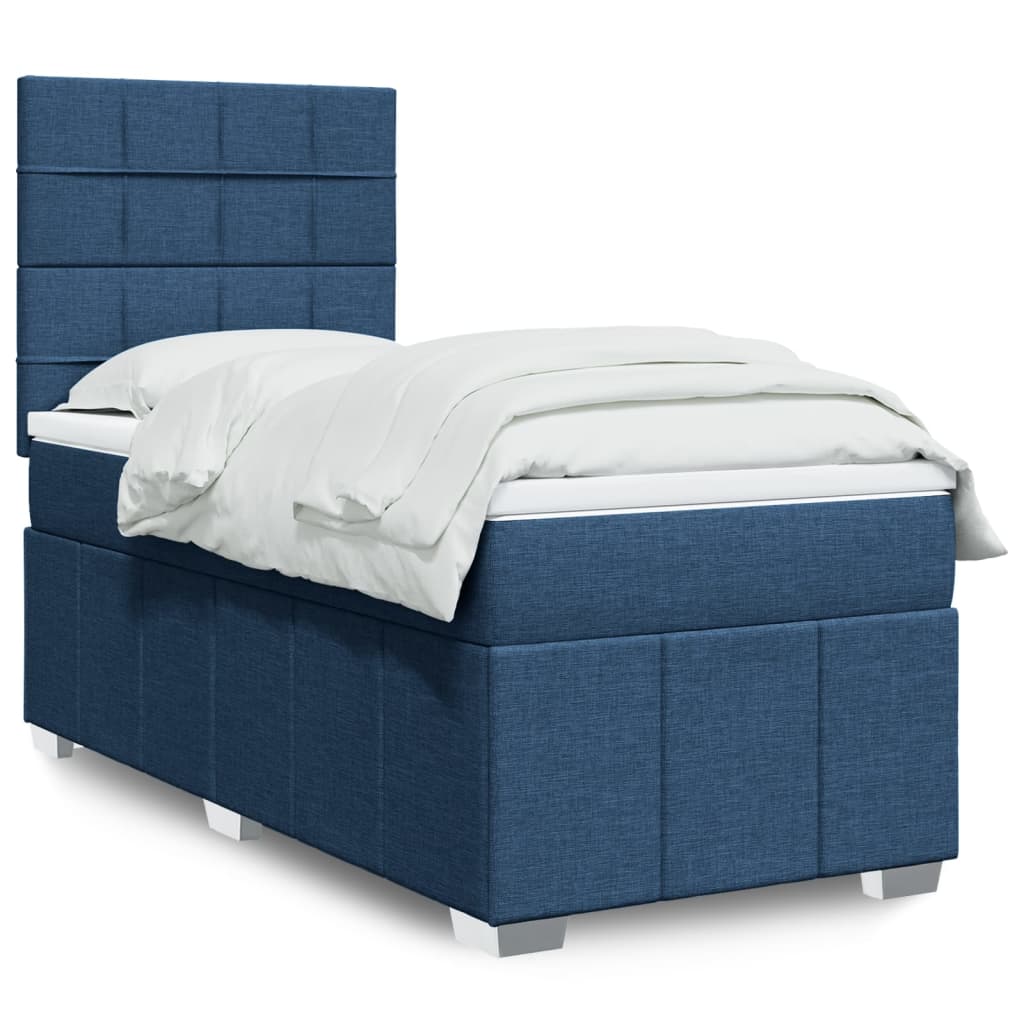 Boxspring met matras stof blauw 100x200 cm is nu te koop bij PeponiXL, paradijselijk wonen!