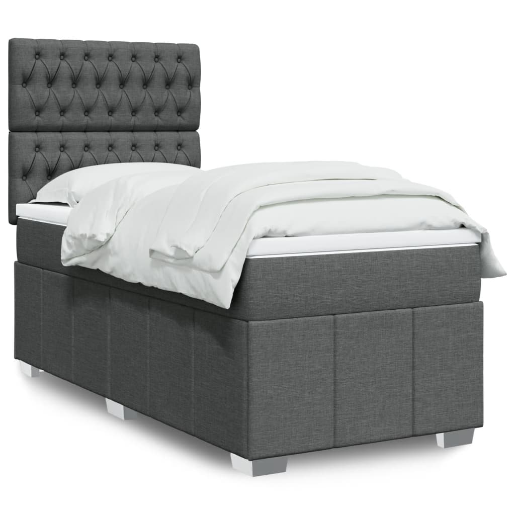 Boxspring met matras stof donkergrijs 100x200 cm is nu te koop bij PeponiXL, paradijselijk wonen!