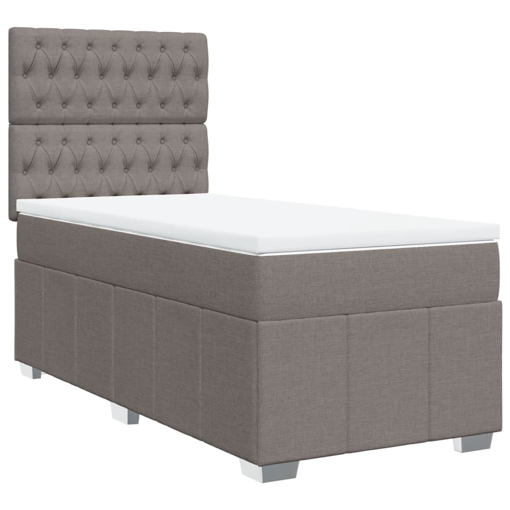Boxspring met matras stof taupe 100x200 cm is nu te koop bij PeponiXL, paradijselijk wonen!