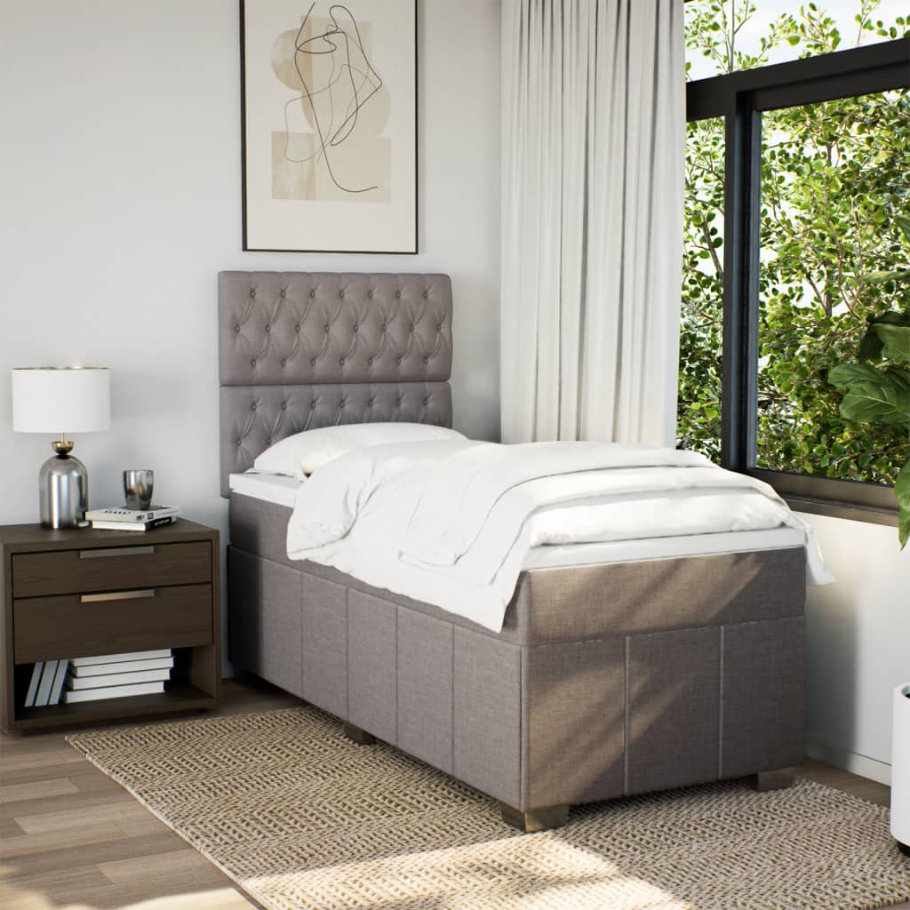 Boxspring met matras stof taupe 100x200 cm is nu te koop bij PeponiXL, paradijselijk wonen!