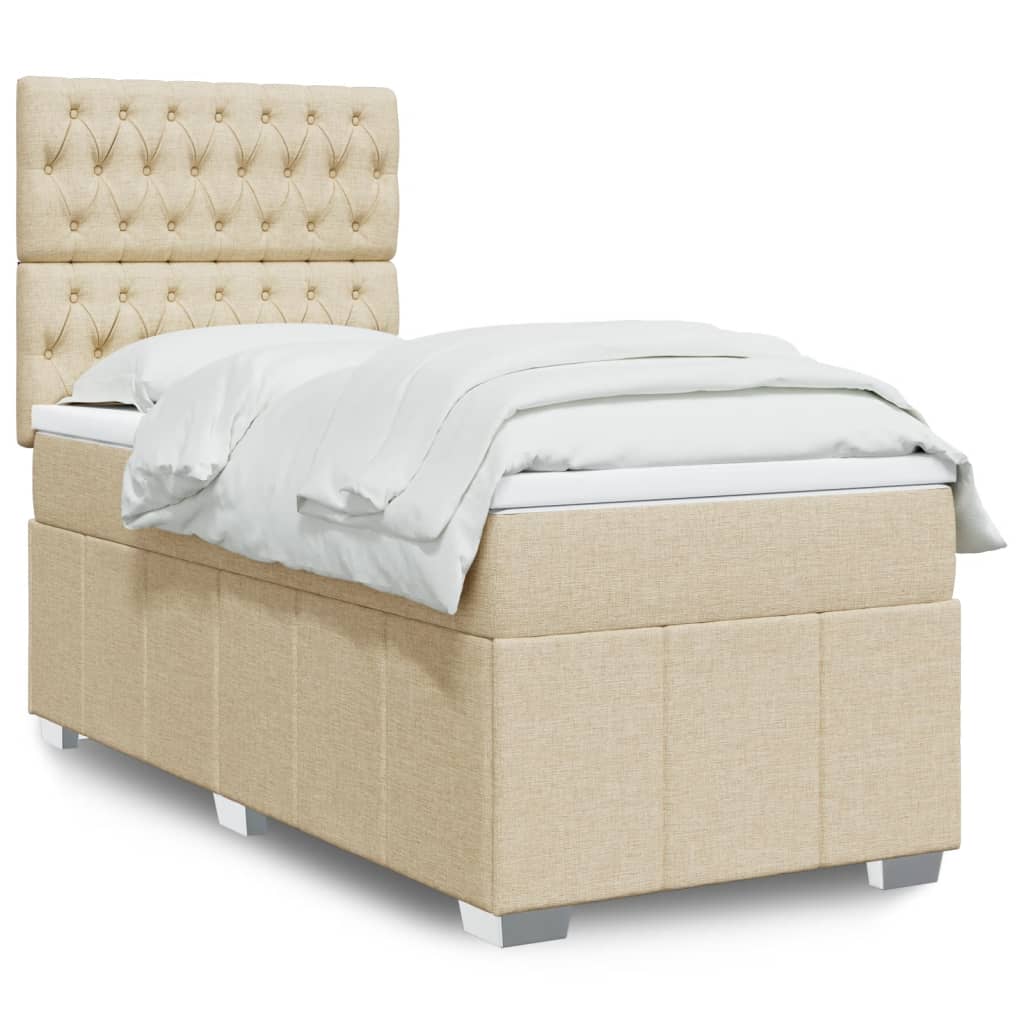 Boxspring met matras stof crèmekleurig 100x200 cm is nu te koop bij PeponiXL, paradijselijk wonen!