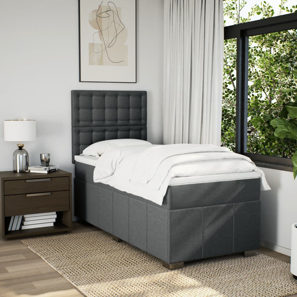 Boxspring met matras stof donkergrijs 100x200 cm is nu te koop bij PeponiXL, paradijselijk wonen!