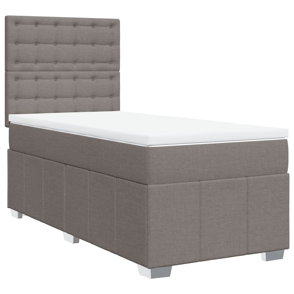 Boxspring met matras stof taupe 100x200 cm is nu te koop bij PeponiXL, paradijselijk wonen!