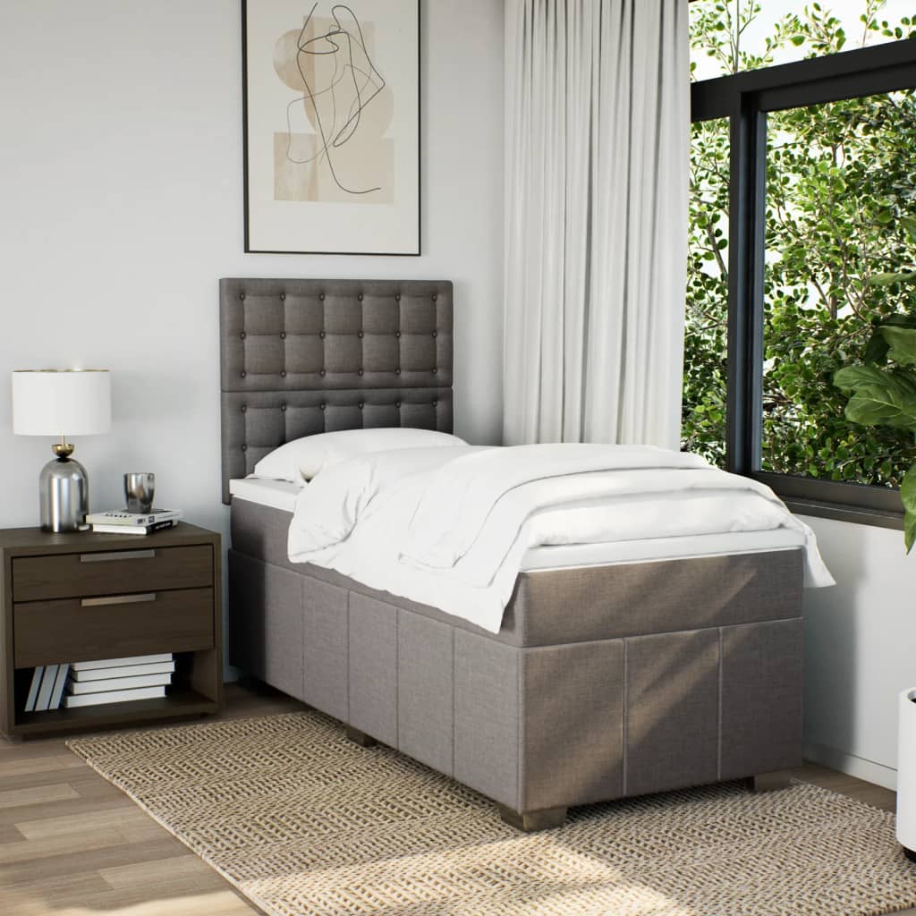 Boxspring met matras stof taupe 100x200 cm is nu te koop bij PeponiXL, paradijselijk wonen!