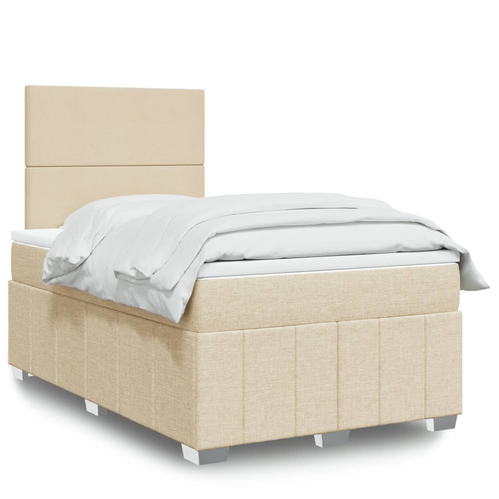 Boxspring met matras stof crèmekleurig 120x190 cm is nu te koop bij PeponiXL, paradijselijk wonen!