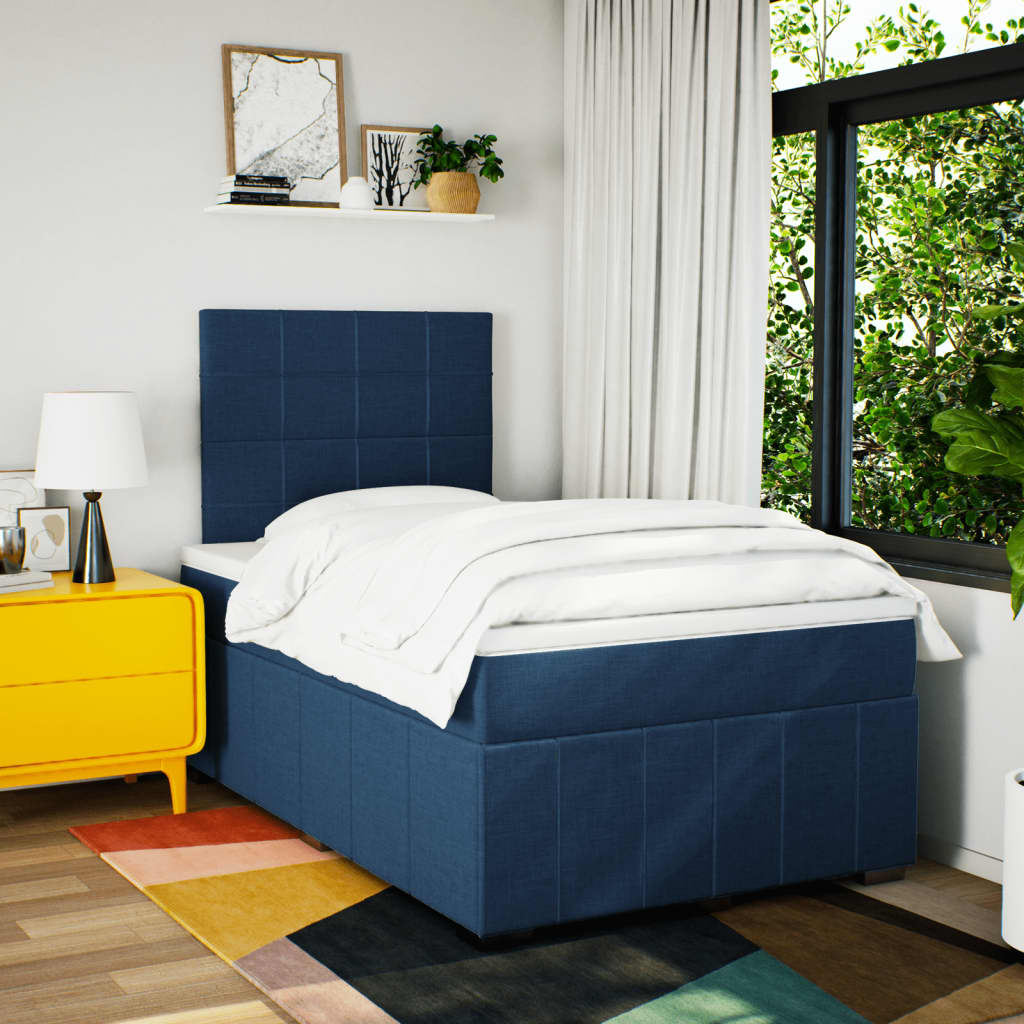 Boxspring met matras stof blauw 120x190 cm is nu te koop bij PeponiXL, paradijselijk wonen!