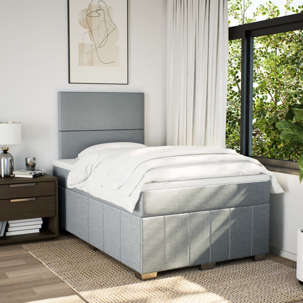 Boxspring met matras stof lichtgrijs 120x200 cm is nu te koop bij PeponiXL, paradijselijk wonen!