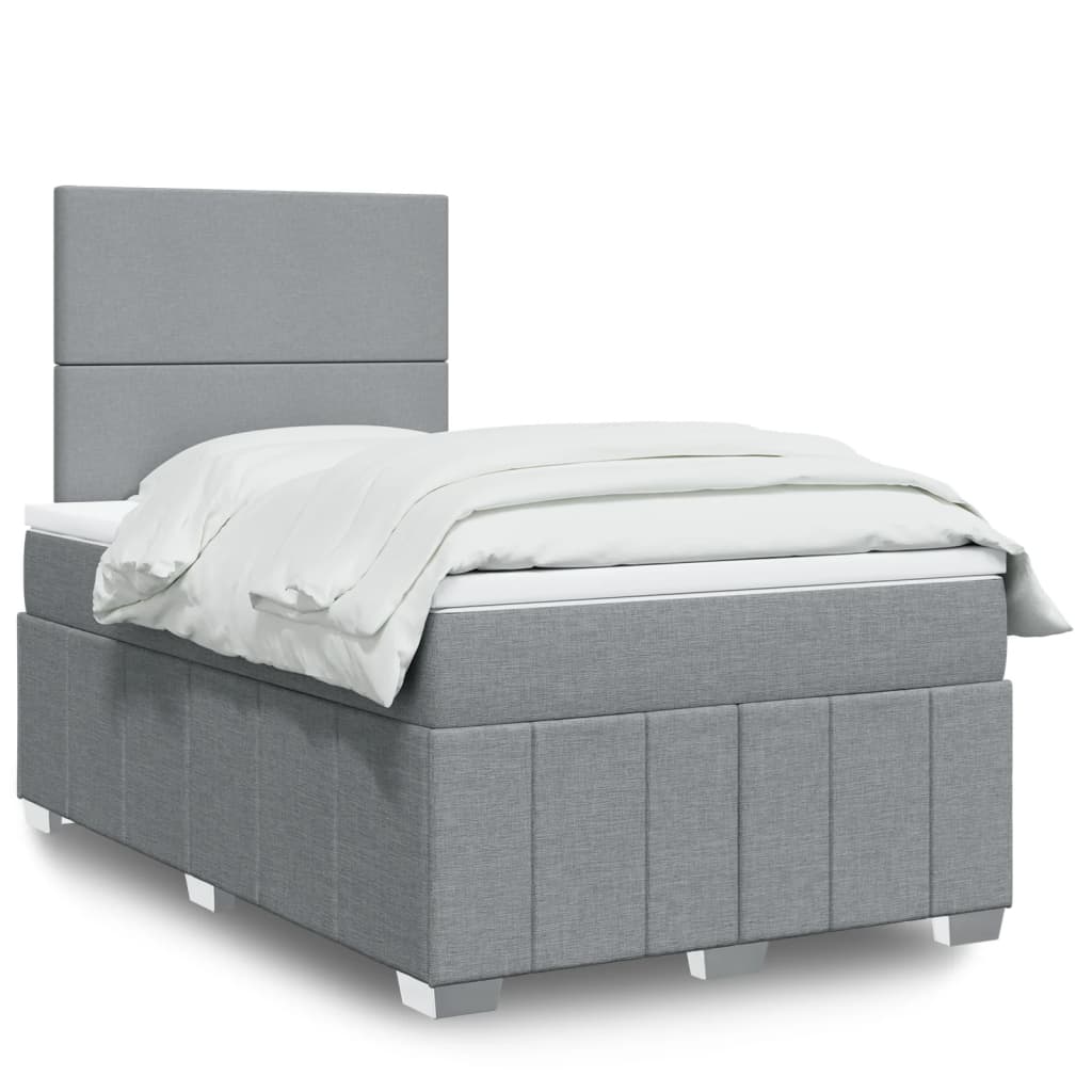 Boxspring met matras stof lichtgrijs 120x200 cm is nu te koop bij PeponiXL, paradijselijk wonen!