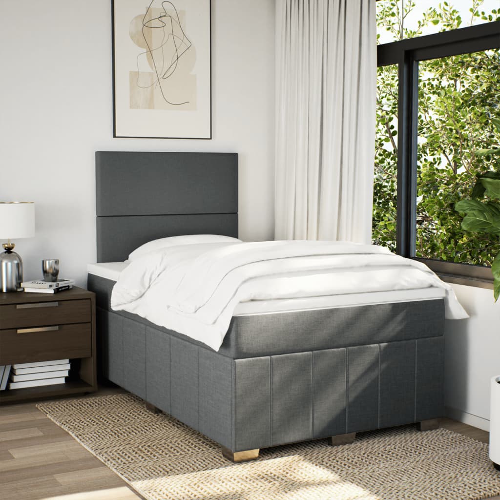 Boxspring met matras stof donkergrijs 120x200 cm is nu te koop bij PeponiXL, paradijselijk wonen!