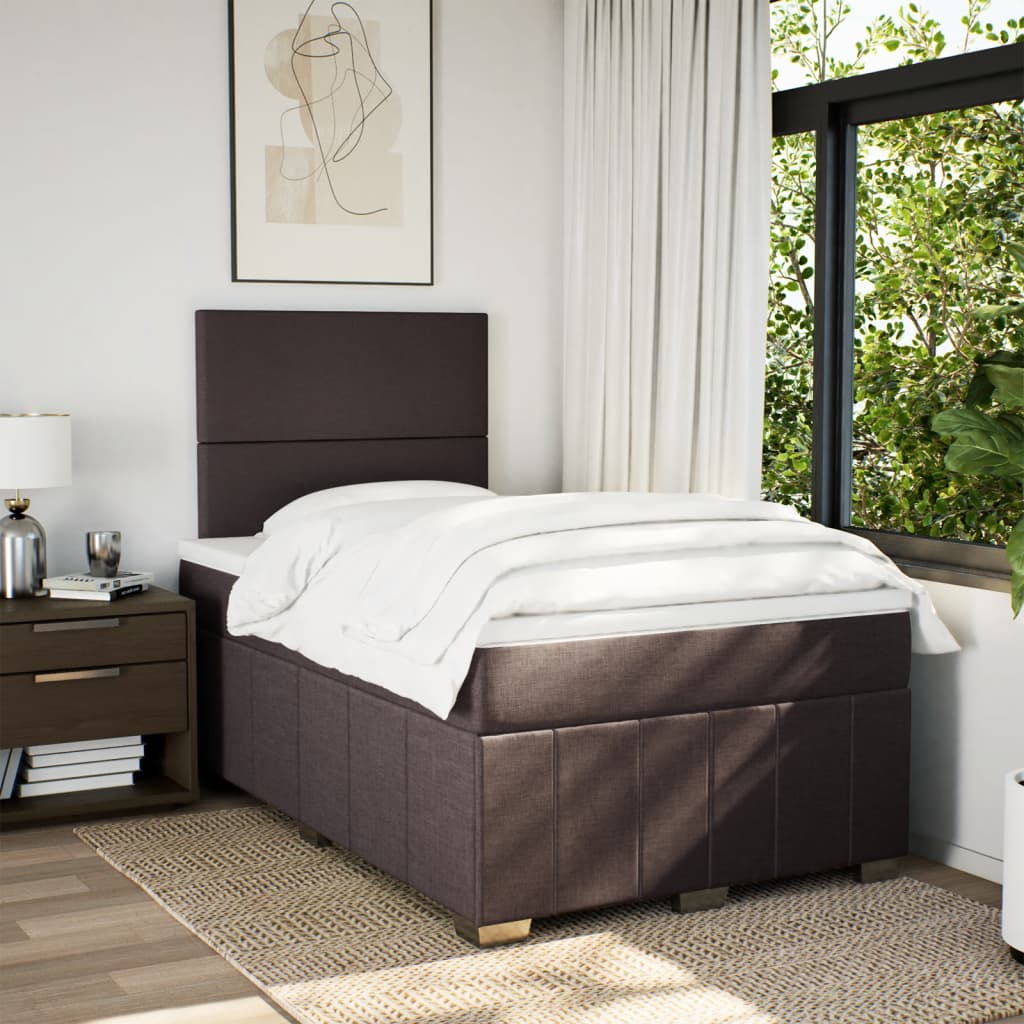 Boxspring met matras stof donkerbruin 120x200 cm is nu te koop bij PeponiXL, paradijselijk wonen!