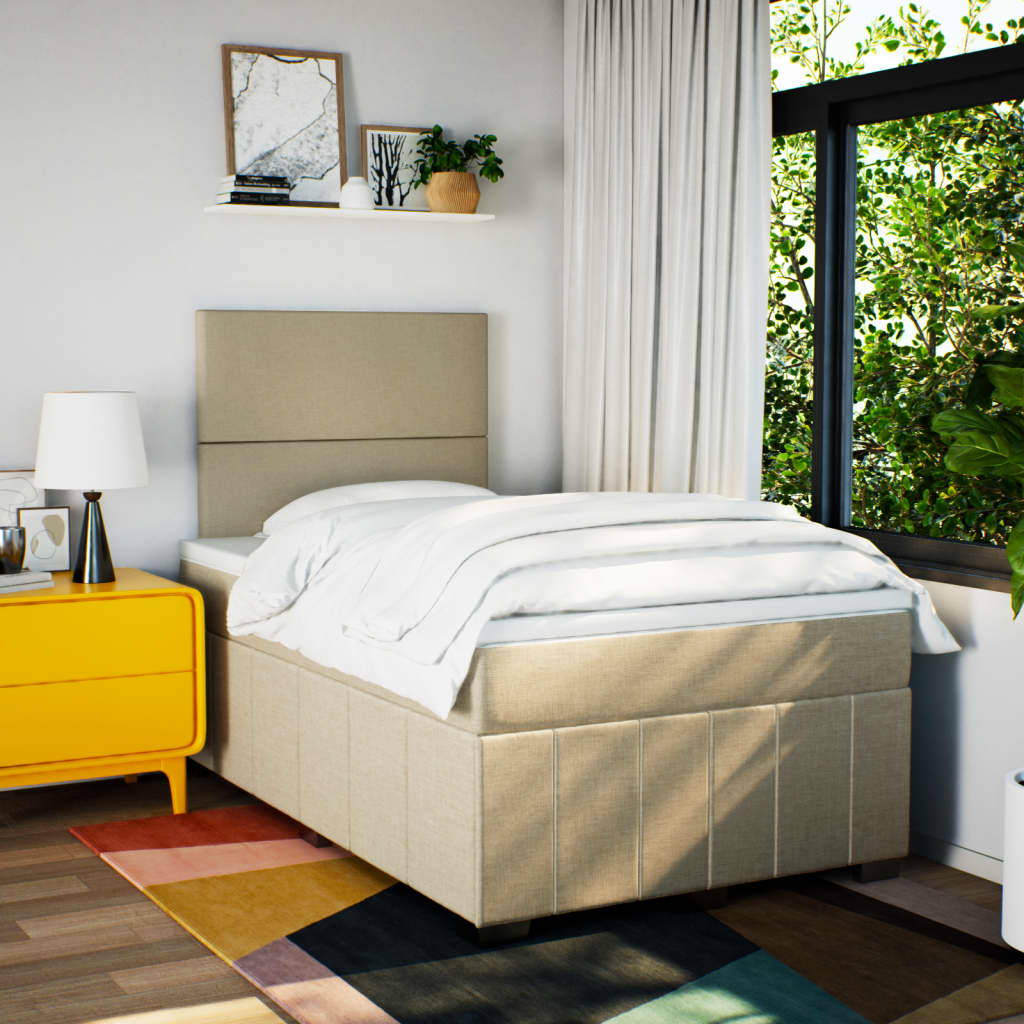 Boxspring met matras stof crèmekleurig 120x200 cm is nu te koop bij PeponiXL, paradijselijk wonen!