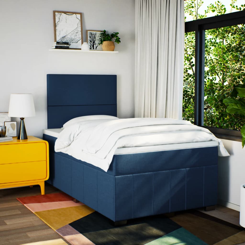 Boxspring met matras stof blauw 120x200 cm is nu te koop bij PeponiXL, paradijselijk wonen!