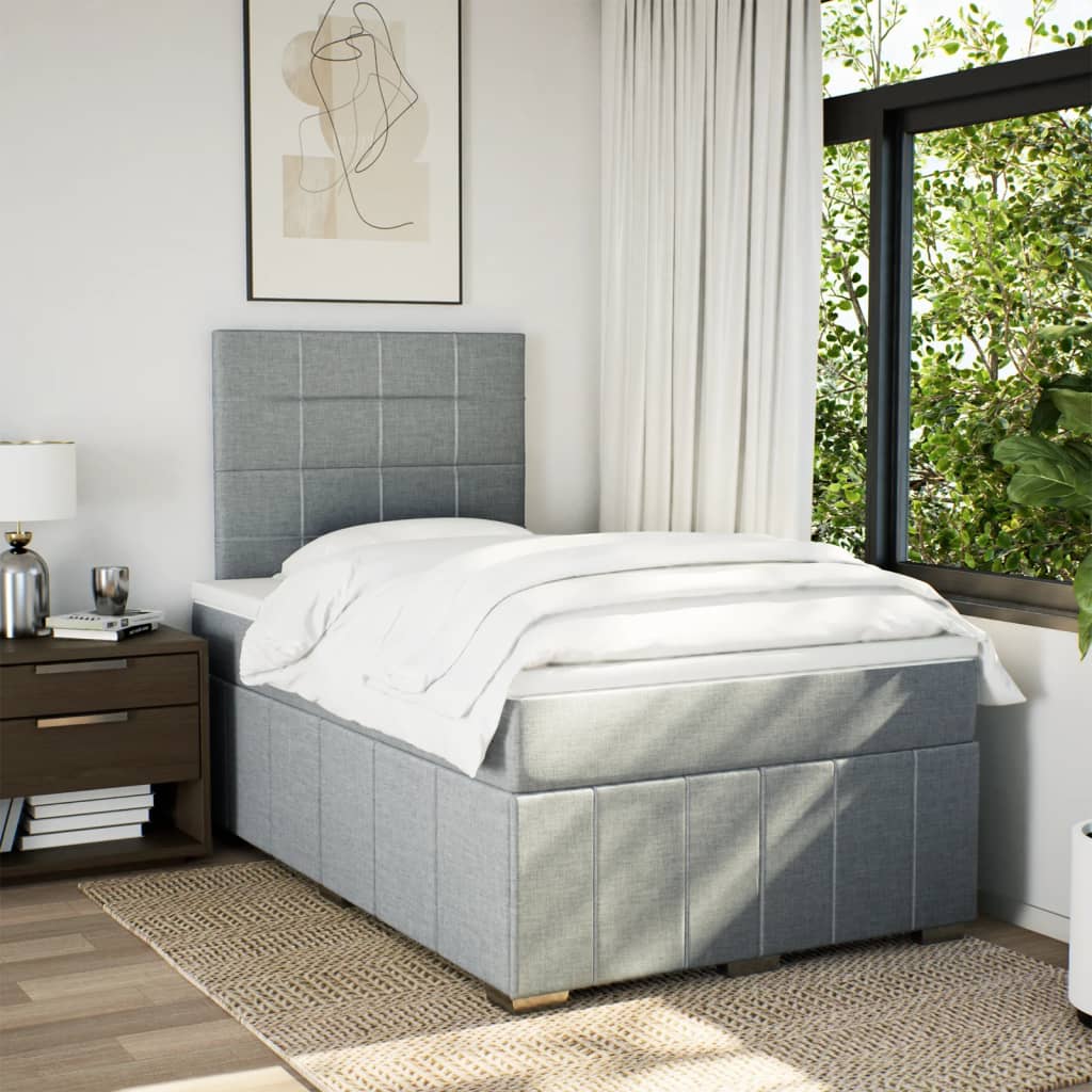 Boxspring met matras stof lichtgrijs 120x200 cm is nu te koop bij PeponiXL, paradijselijk wonen!