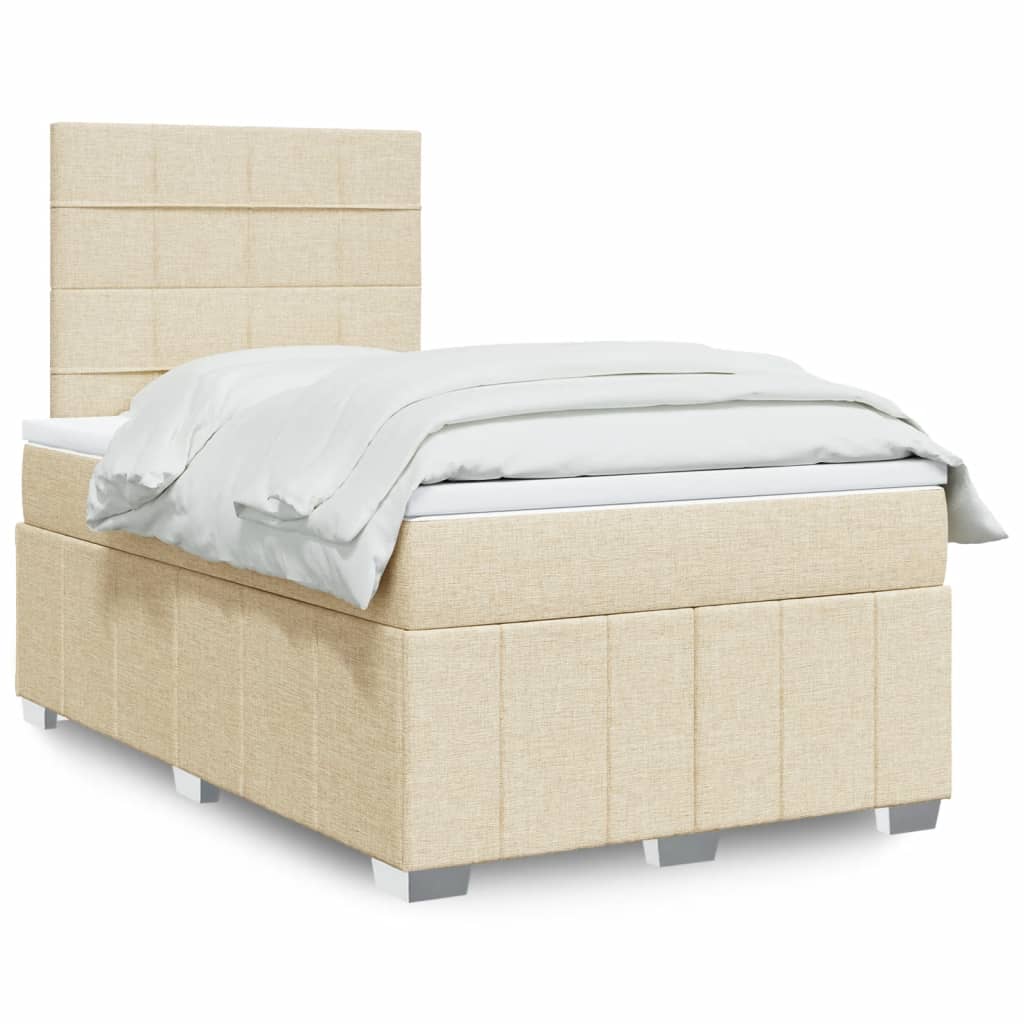 Boxspring met matras stof crèmekleurig 120x200 cm is nu te koop bij PeponiXL, paradijselijk wonen!