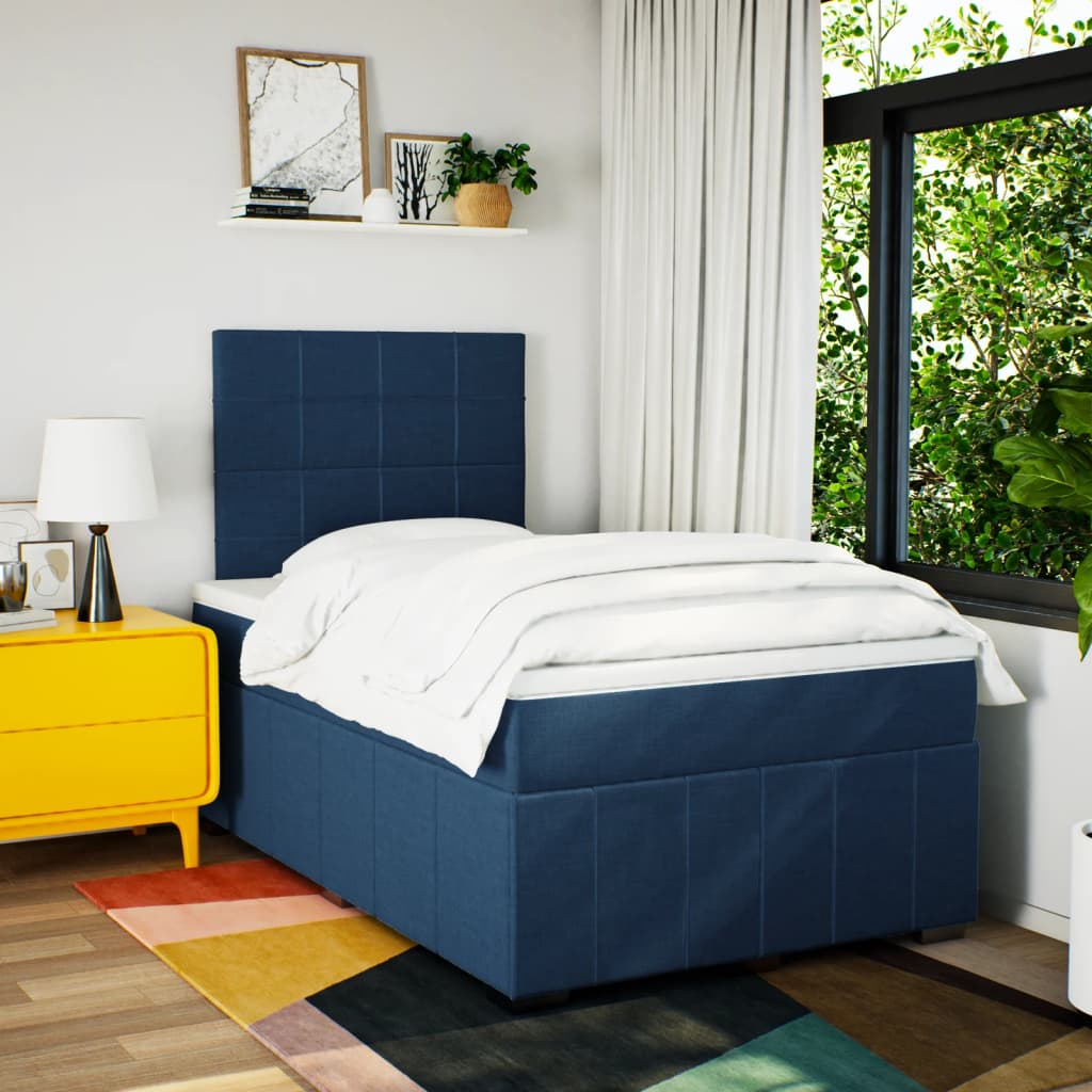 Boxspring met matras stof blauw 120x200 cm is nu te koop bij PeponiXL, paradijselijk wonen!