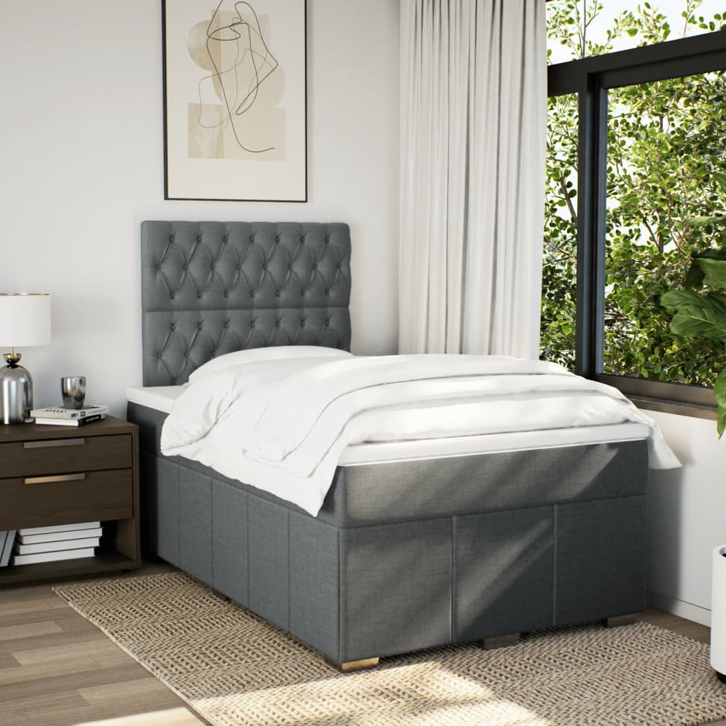Boxspring met matras stof donkergrijs 120x200 cm is nu te koop bij PeponiXL, paradijselijk wonen!