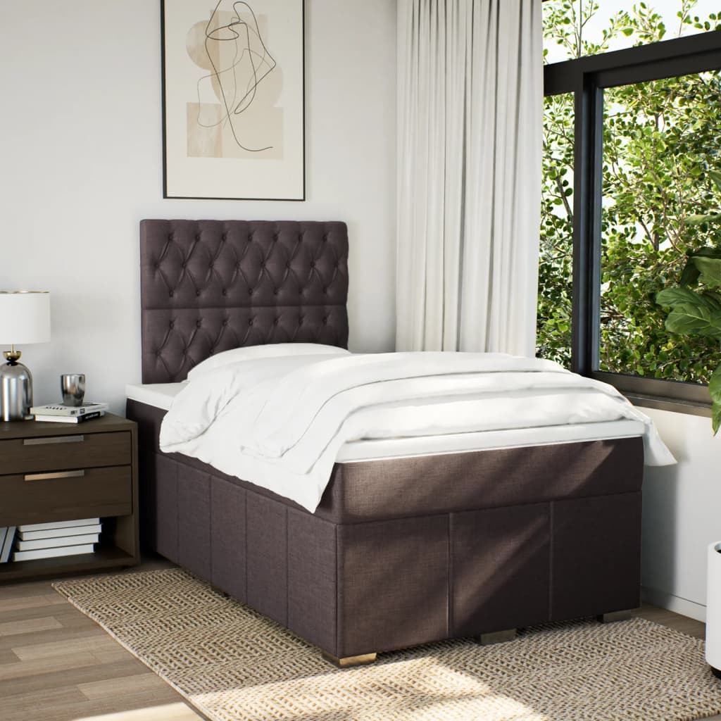 Boxspring met matras stof donkerbruin 120x200 cm is nu te koop bij PeponiXL, paradijselijk wonen!