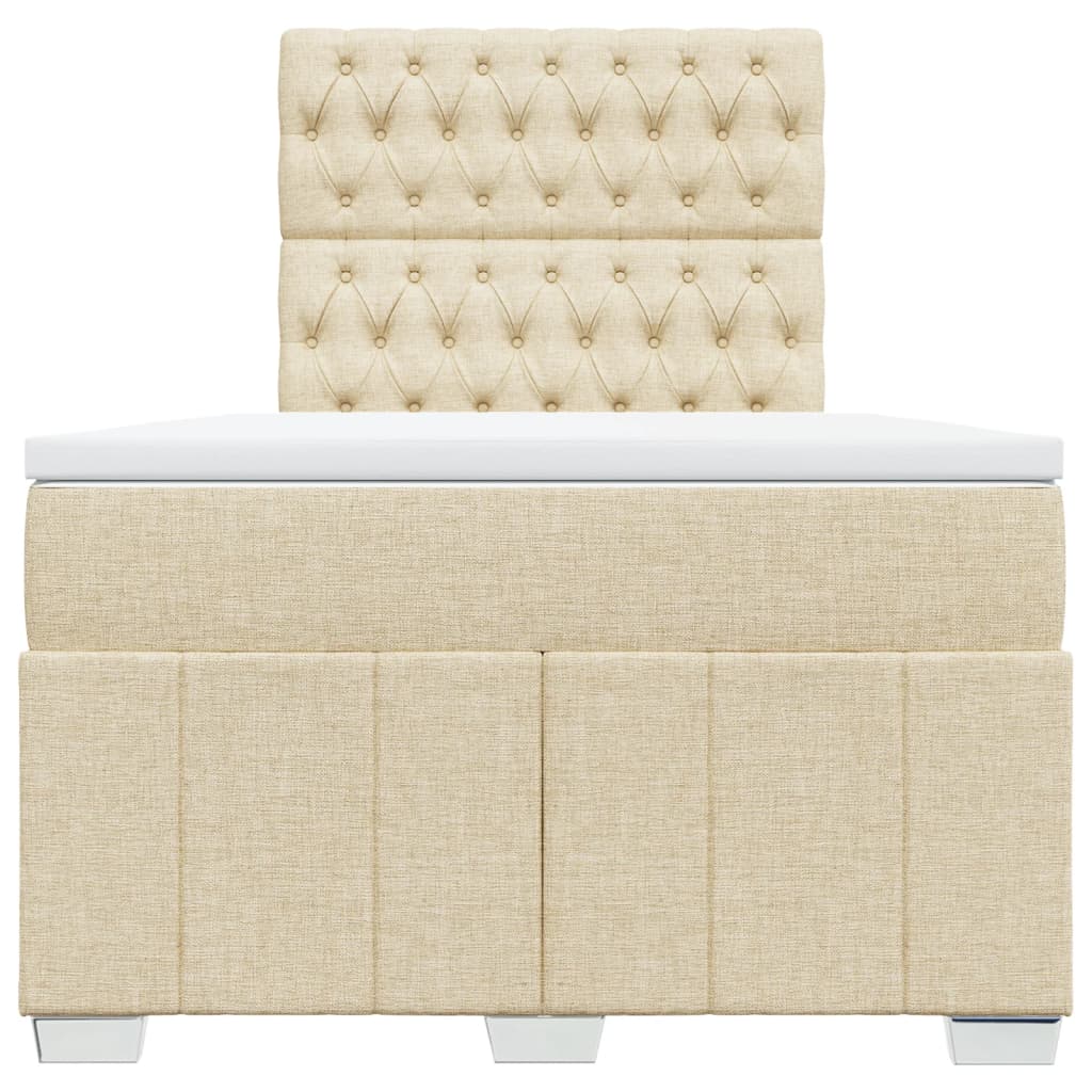 Boxspring met matras stof crèmekleurig 120x200 cm is nu te koop bij PeponiXL, paradijselijk wonen!