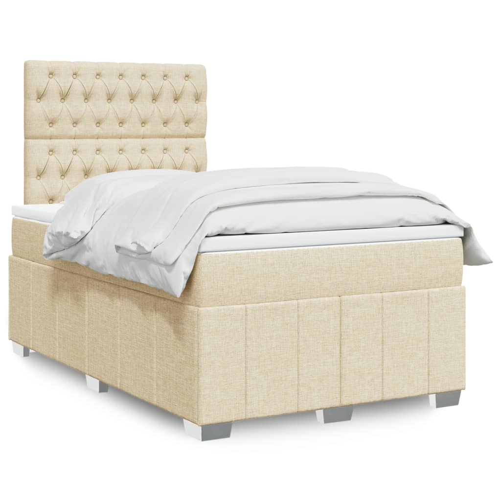 Boxspring met matras stof crèmekleurig 120x200 cm is nu te koop bij PeponiXL, paradijselijk wonen!