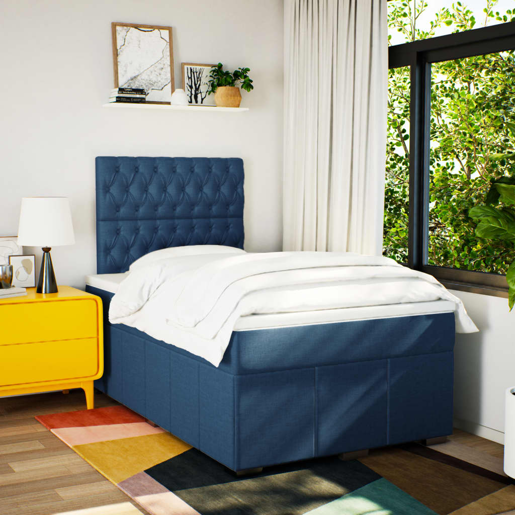 Boxspring met matras stof blauw 120x200 cm is nu te koop bij PeponiXL, paradijselijk wonen!