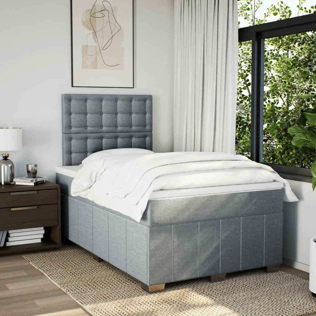 Boxspring met matras stof lichtgrijs 120x200 cm is nu te koop bij PeponiXL, paradijselijk wonen!