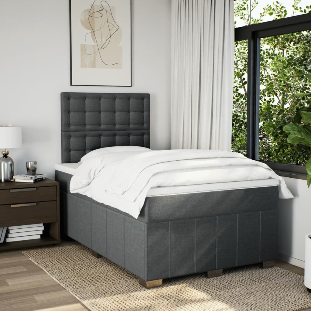 Boxspring met matras stof donkergrijs 120x200 cm is nu te koop bij PeponiXL, paradijselijk wonen!