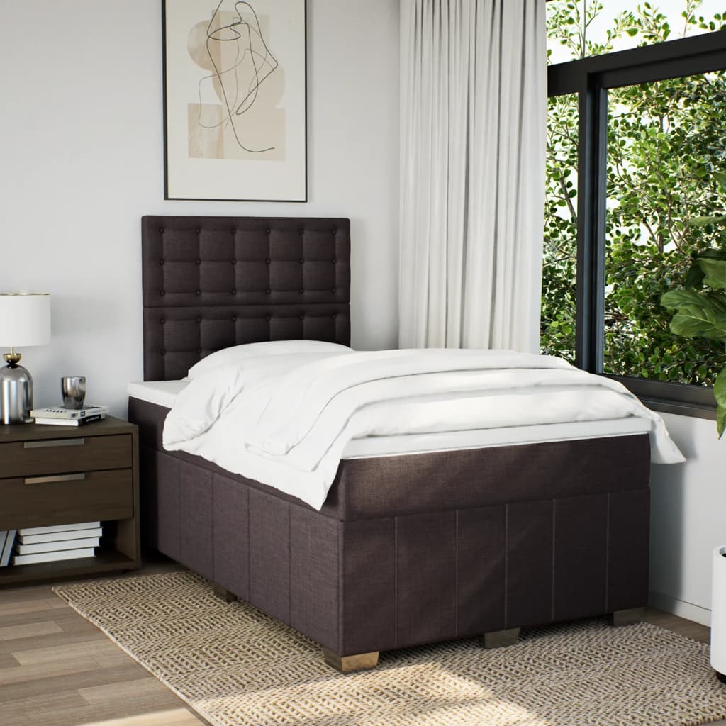 Boxspring met matras stof donkerbruin 120x200 cm is nu te koop bij PeponiXL, paradijselijk wonen!