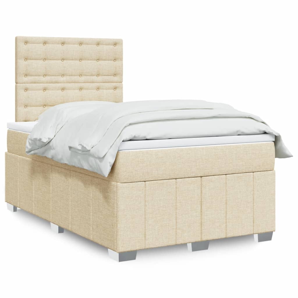 Boxspring met matras stof crèmekleurig 120x200 cm is nu te koop bij PeponiXL, paradijselijk wonen!
