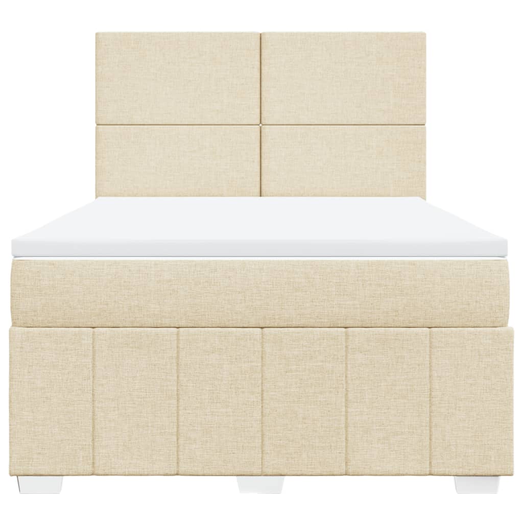 Boxspring met matras stof crèmekleurig 140x190 cm is nu te koop bij PeponiXL, paradijselijk wonen!