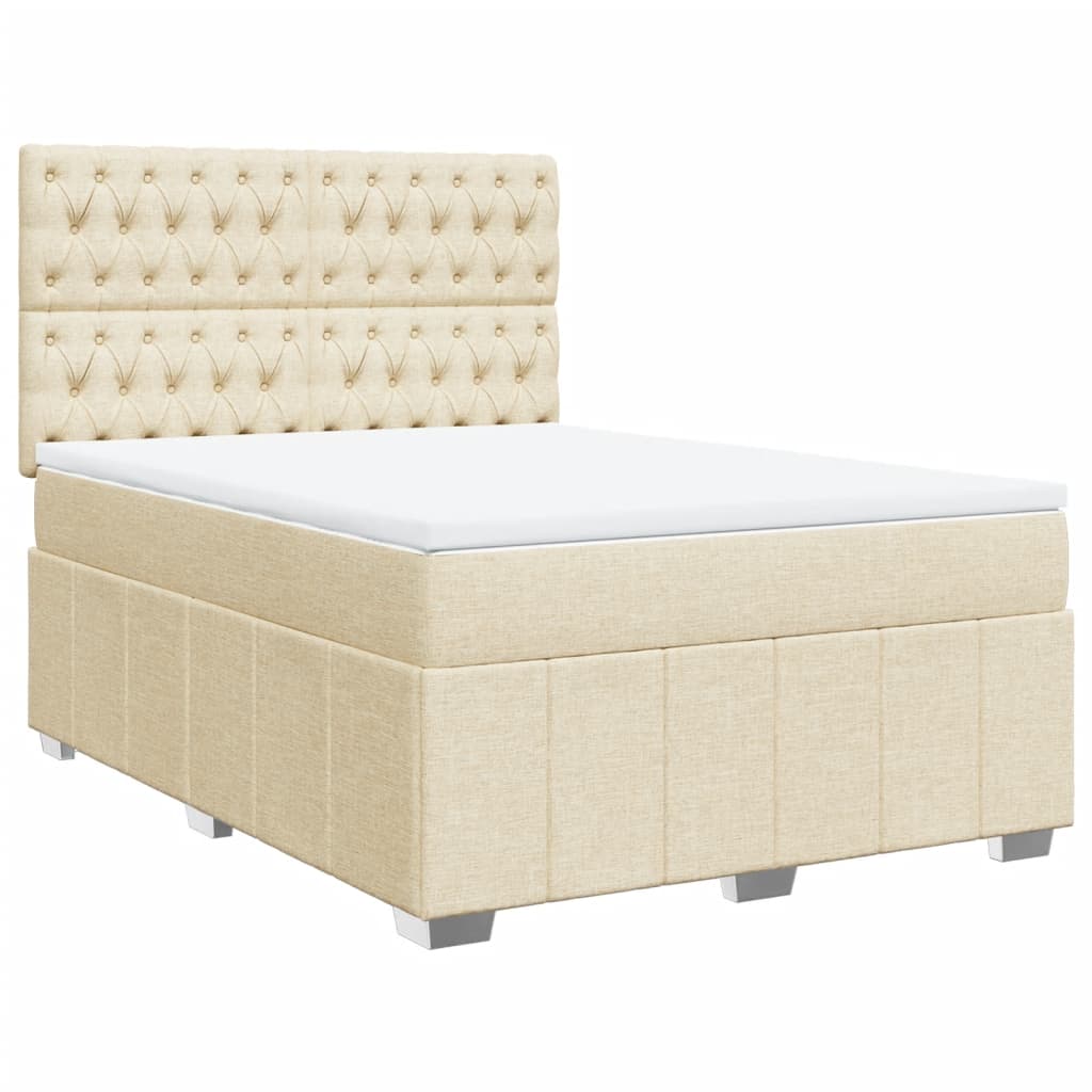 Boxspring met matras stof crèmekleurig 140x190 cm is nu te koop bij PeponiXL, paradijselijk wonen!
