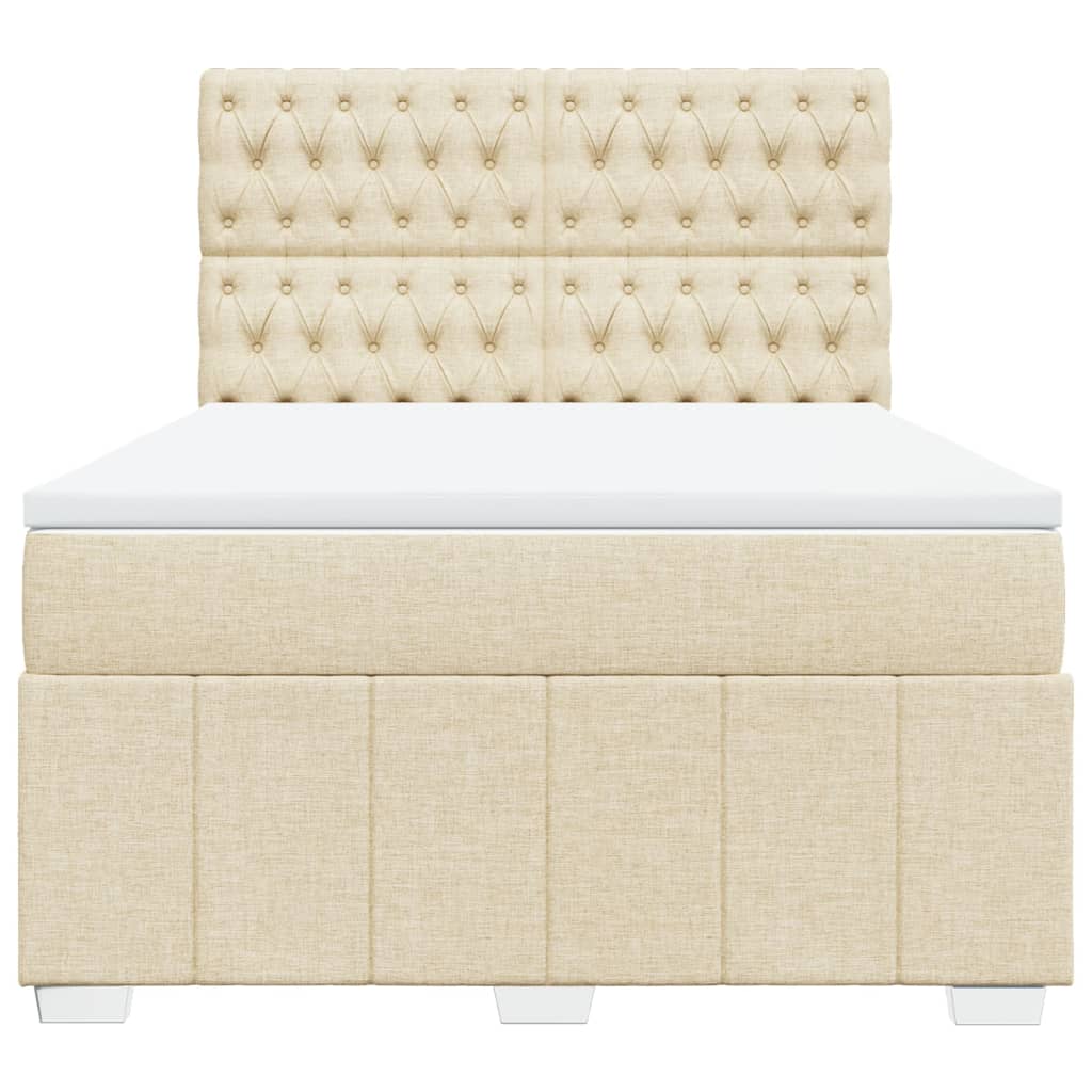 Boxspring met matras stof crèmekleurig 140x190 cm is nu te koop bij PeponiXL, paradijselijk wonen!