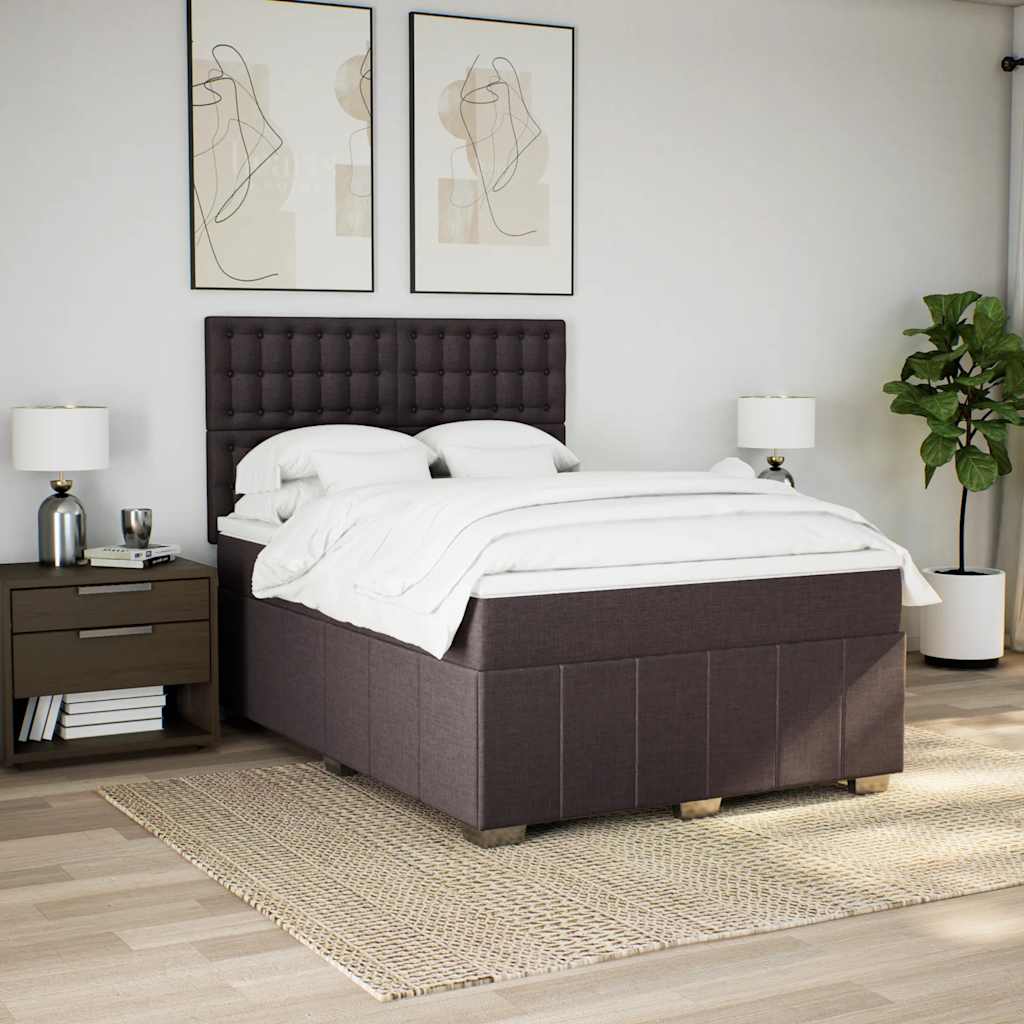 Boxspring met matras stof donkerbruin 140x190 cm is nu te koop bij PeponiXL, paradijselijk wonen!