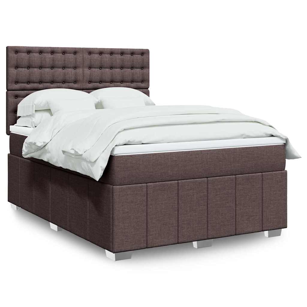 Boxspring met matras stof donkerbruin 140x190 cm is nu te koop bij PeponiXL, paradijselijk wonen!