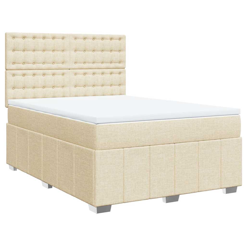 Boxspring met matras stof crèmekleurig 140x190 cm is nu te koop bij PeponiXL, paradijselijk wonen!