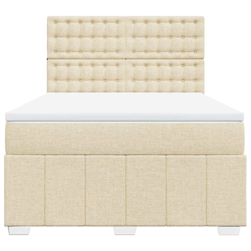 Boxspring met matras stof crèmekleurig 140x190 cm is nu te koop bij PeponiXL, paradijselijk wonen!