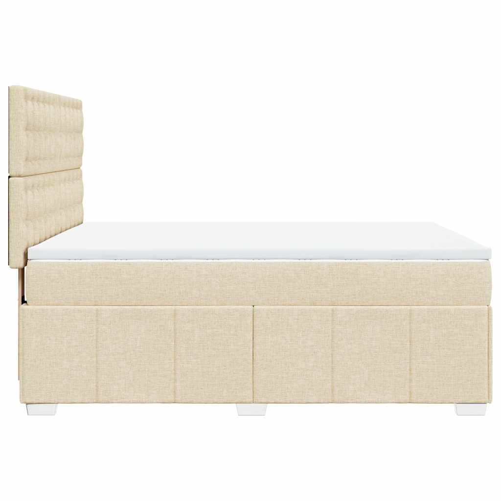 Boxspring met matras stof crèmekleurig 140x190 cm is nu te koop bij PeponiXL, paradijselijk wonen!