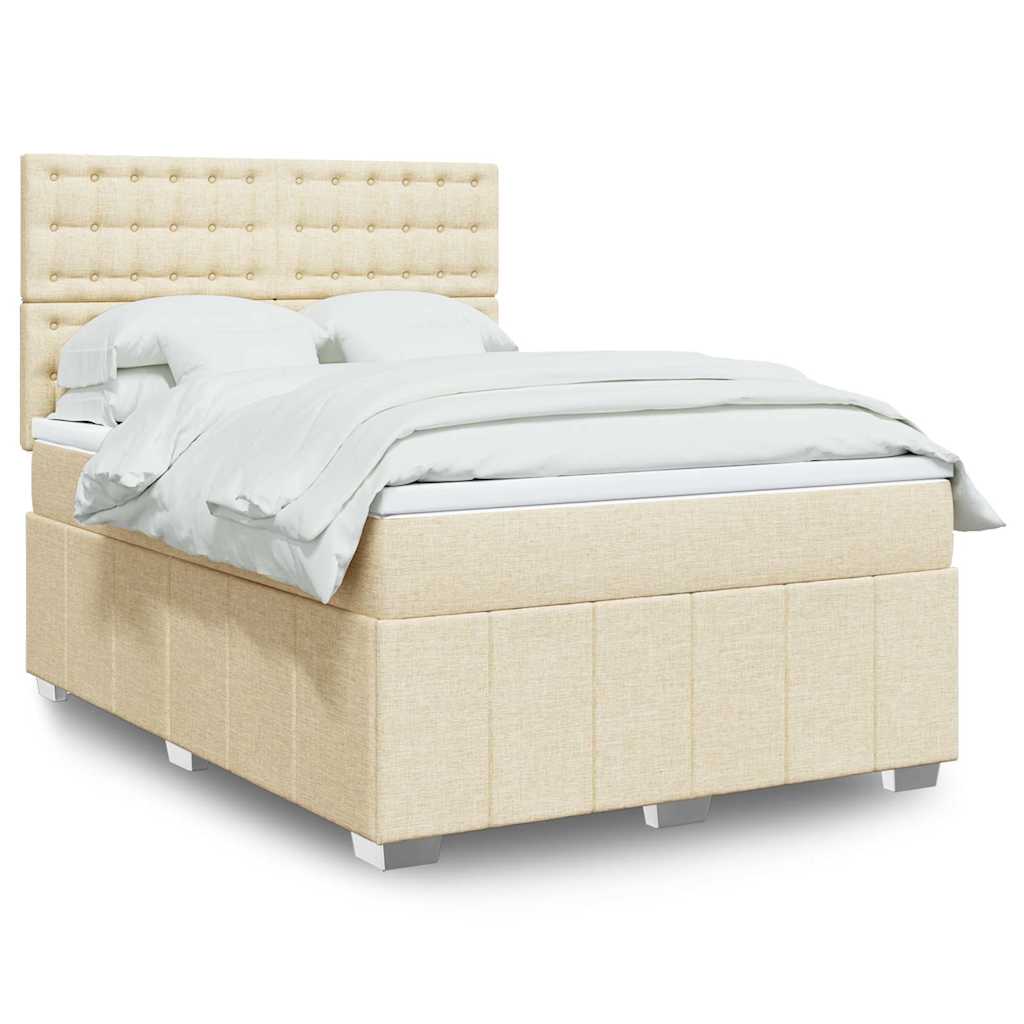 Boxspring met matras stof crèmekleurig 140x190 cm is nu te koop bij PeponiXL, paradijselijk wonen!