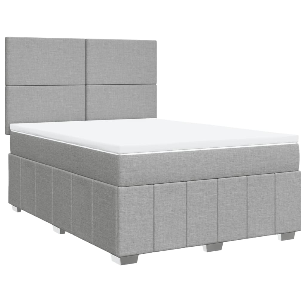Boxspring met matras stof lichtgrijs 140x200 cm is nu te koop bij PeponiXL, paradijselijk wonen!