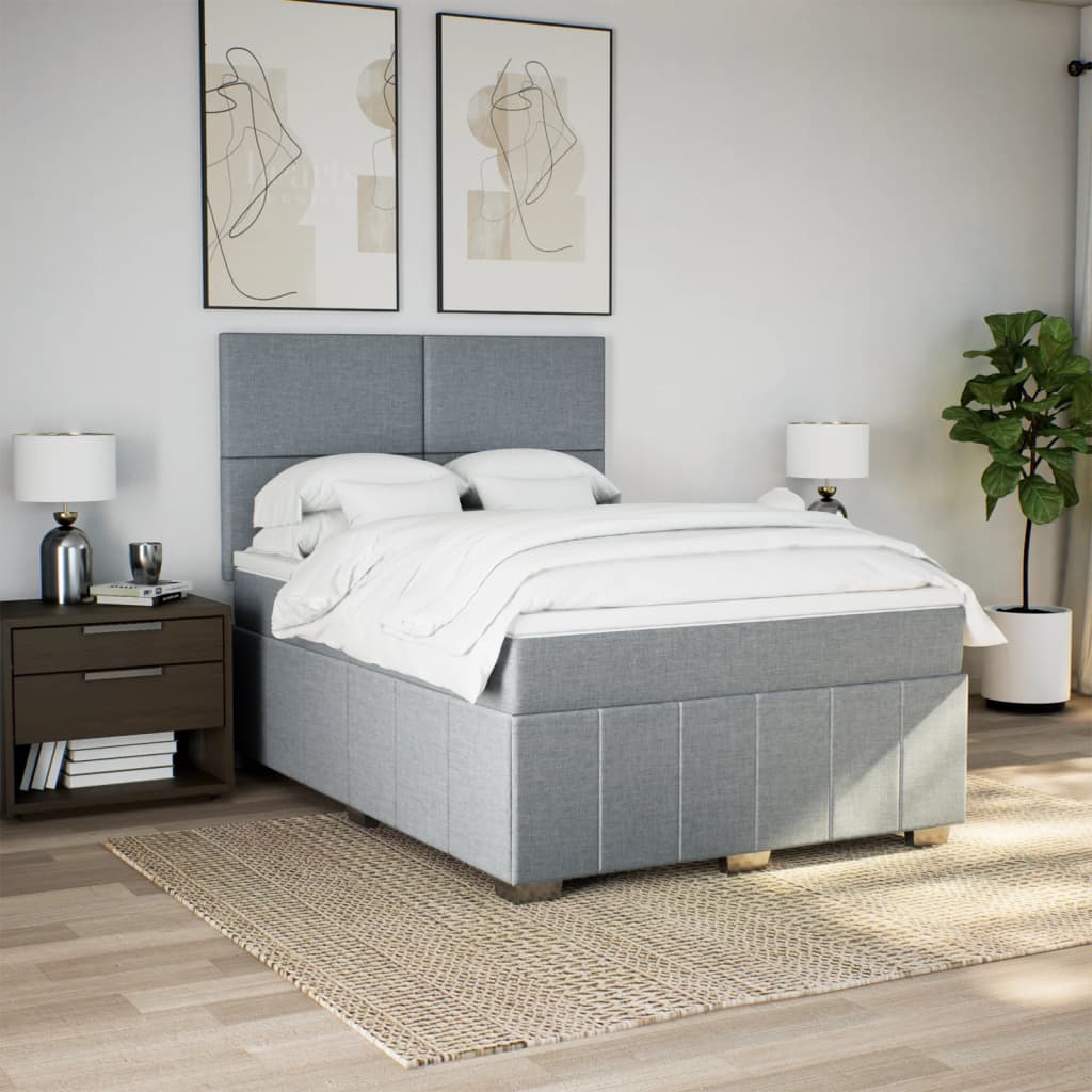 Boxspring met matras stof lichtgrijs 140x200 cm is nu te koop bij PeponiXL, paradijselijk wonen!