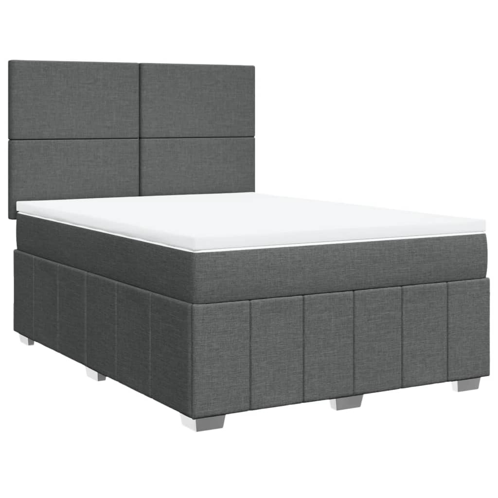 Boxspring met matras stof donkergrijs 140x200 cm is nu te koop bij PeponiXL, paradijselijk wonen!