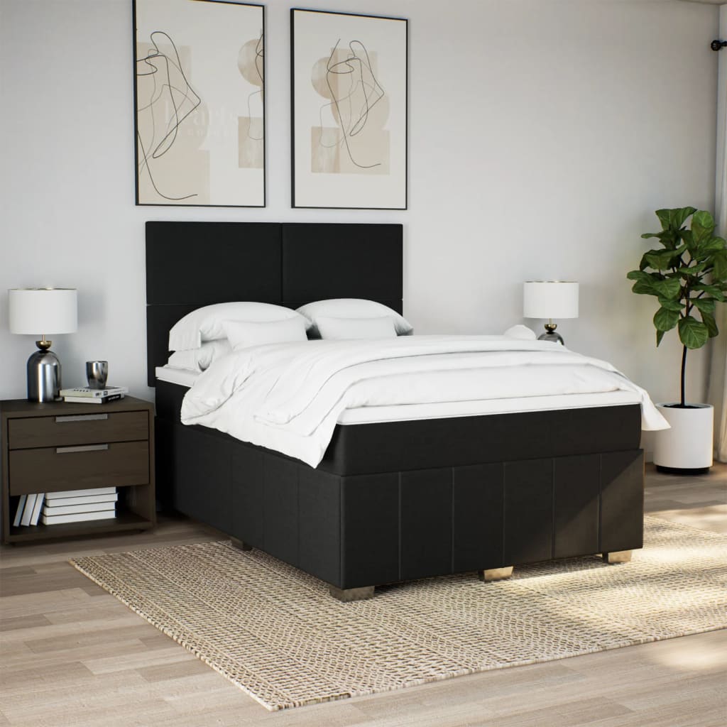 Boxspring met matras stof zwart 140x200 cm is nu te koop bij PeponiXL, paradijselijk wonen!