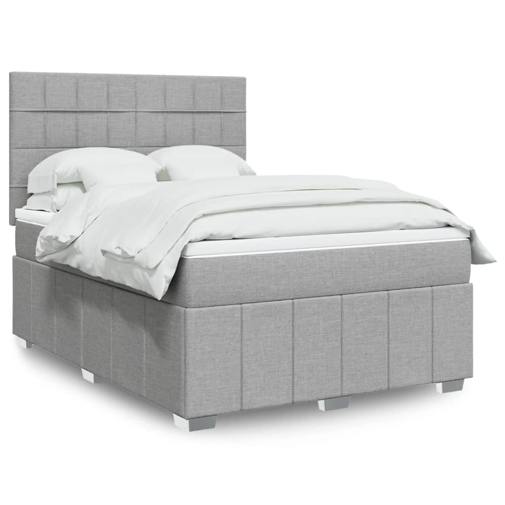 Boxspring met matras stof lichtgrijs 140x200 cm is nu te koop bij PeponiXL, paradijselijk wonen!